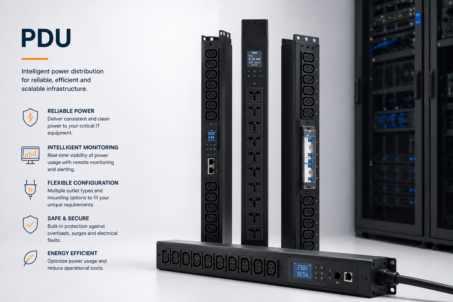 Intelligent rack PDUs with monitoring displays